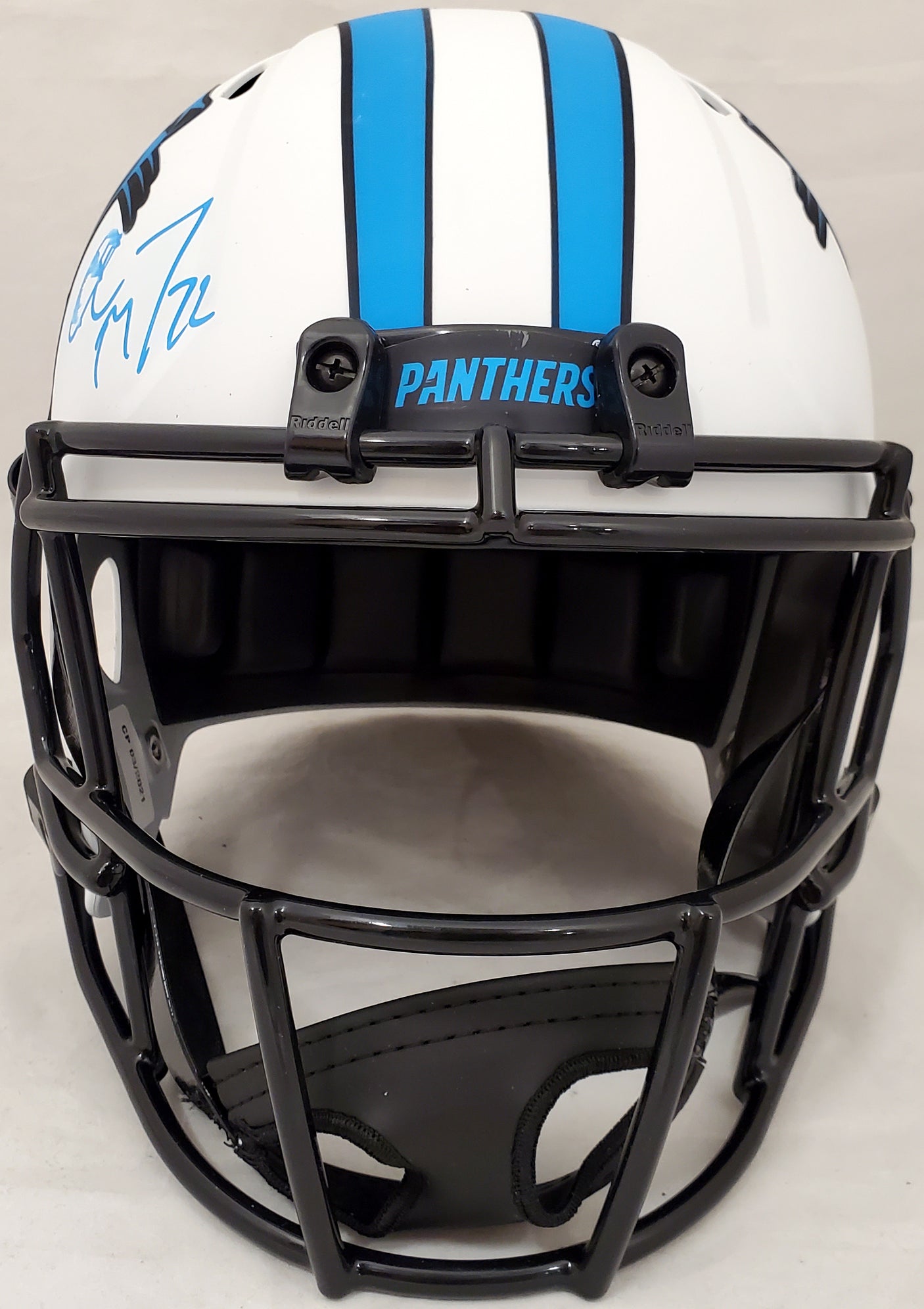 Christian McCaffrey Autographed Carolina Panthers Lunar Eclipse Full Size Speed Replica Helmet (Smudged) Beckett BAS #WH71124