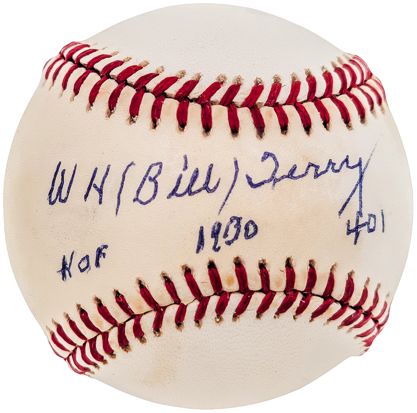 Bill Terry Autographed Official NL Baseball New York Giants "HOF 1930 .401" Beckett BAS #BE16704