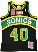 Seattle Supersonics Shawn Kemp Autographed Black Authentic Mitchell & Ness Hardwood Classics Swingman Jersey Size M Signed On Front "Reign Man" MCS Holo Stock #203433