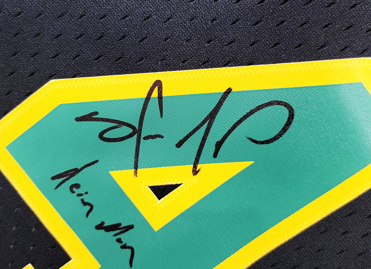 Seattle Supersonics Shawn Kemp Autographed Black Authentic Mitchell & Ness Hardwood Classics Swingman Jersey Size XL Signed On Front "Reign Man" MCS Holo Stock #203434