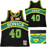 Seattle Supersonics Shawn Kemp Autographed Black Authentic Mitchell & Ness Hardwood Classics Swingman Jersey Size XL Signed On Front MCS Holo Stock #203435
