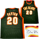 Seattle Supersonics Gary Payton Autographed Dark Green & Red Jersey Beckett BAS QR Stock #203422