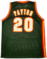 Seattle Supersonics Gary Payton Autographed Dark Green & Red Jersey Beckett BAS QR Stock #203422