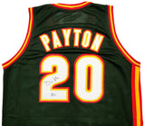 Seattle Supersonics Gary Payton Autographed Dark Green & Red Jersey Beckett BAS QR Stock #203422