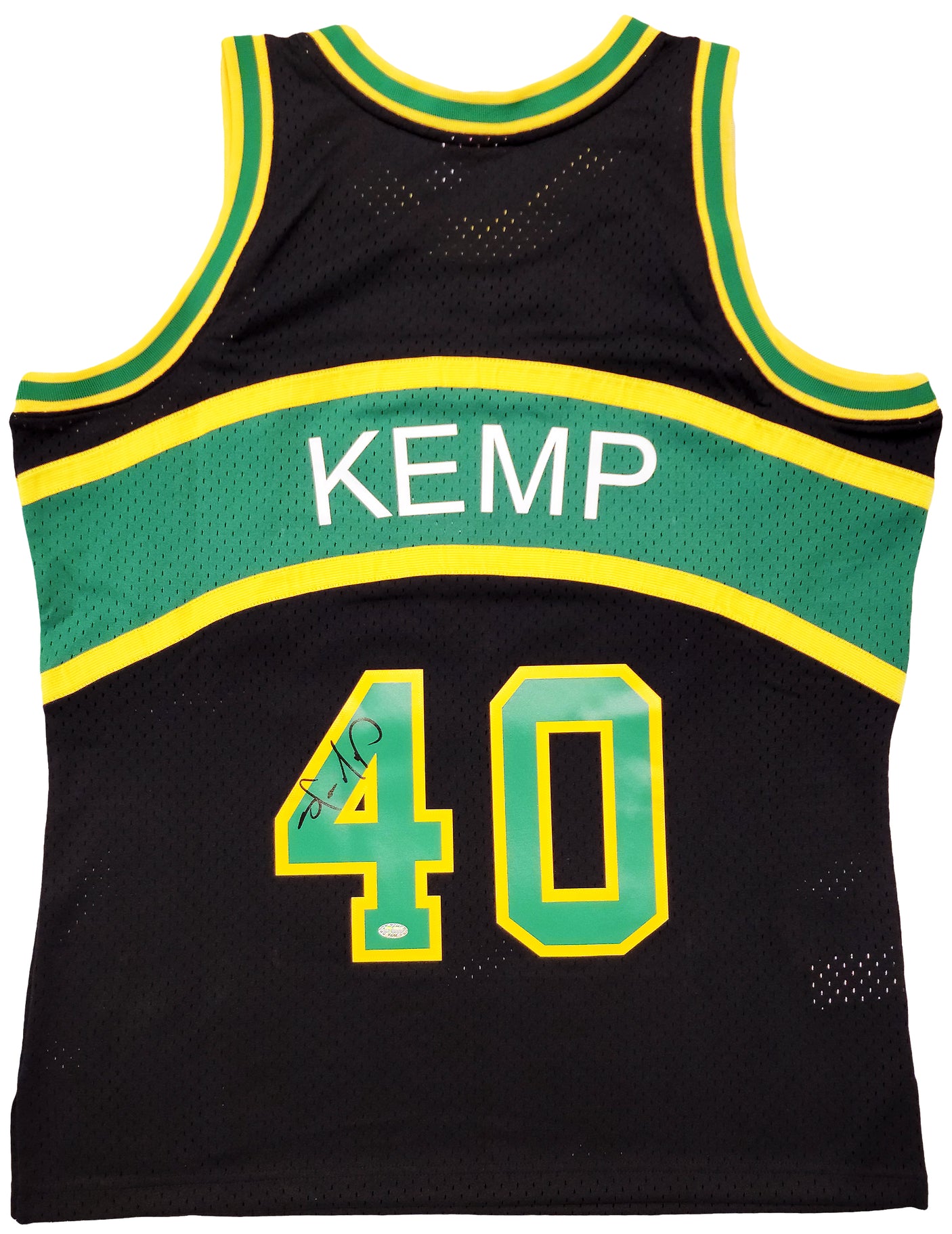 Seattle Supersonics Shawn Kemp Autographed Black Authentic Mitchell & Ness Hardwood Classics Swingman Jersey Size L MCS Holo Stock #203432
