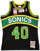 Seattle Supersonics Shawn Kemp Autographed Black Authentic Mitchell & Ness Hardwood Classics Swingman Jersey Size L MCS Holo Stock #203432
