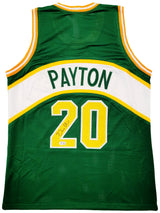 Seattle Supersonics Gary Payton Autographed Green Jersey Beckett BAS QR Stock #203421