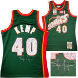 Seattle Supersonics Shawn Kemp Autographed Green Authentic Mitchell & Ness Hardwood Classics Swingman Jersey NBA Top 75 Size M MCS Holo Stock #203425