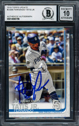 Fernando Tatis Jr. Autographed 2019 Topps Update Rookie Card #US56 San Diego Padres Auto Grade Gem Mint 10 Beckett BAS Stock #202922
