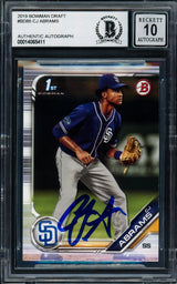 CJ Abrams Autographed 2019 Bowman Draft Rookie Card #BD85 San Diego Padres Auto Grade Gem Mint 10 Beckett BAS Stock #202932