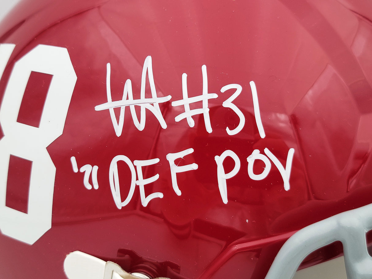 Will Anderson Autographed Alabama Crimson Tide Red Full Size Replica Speed Helmet "21 DEF POY" Beckett BAS QR Stock #202897