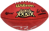 Tom Brady Autographed Official NFL Leather SB XXXIX Logo Football New England Patriots Fanatics Holo Stock #202895