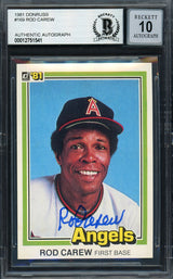 Rod Carew Autographed 1981 Donruss Card #169 California Angels Auto Grade Gem Mint 10 Beckett BAS #12751541