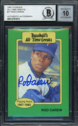 Rod Carew Autographed 1987 Hygrade Baseball's All-time Greats Card #17 Minnesota Twins Auto Grade Gem Mint 10 Beckett BAS Stock #192685
