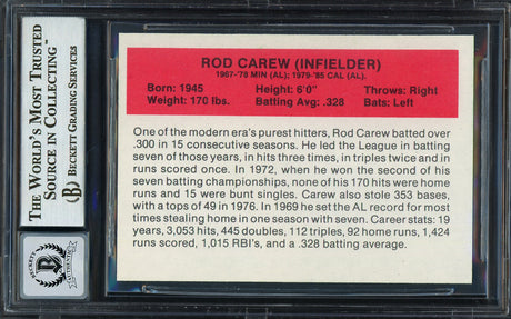 Rod Carew Autographed 1987 Hygrade Baseball's All-time Greats Card #17 Minnesota Twins Auto Grade Gem Mint 10 Beckett BAS Stock #192685