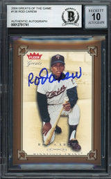 Rod Carew Autographed 2004 Fleer Greats of the Game Card #136 Minnesota Twins Auto Grade Gem Mint 10 Beckett BAS #12751741