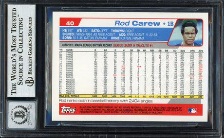 Rod Carew Autographed 2004 Topps Retired Signature Edition Card #40 California Angels Auto Grade Gem Mint 10 Beckett BAS #12751749