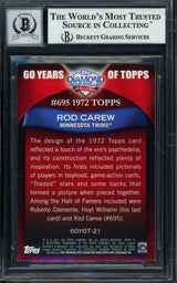 Rod Carew Autographed 2011 Topps 60 Years of Topps Card #60YOT-21 Minnesota Twins Auto Grade Gem Mint 10 Beckett BAS Stock #192764