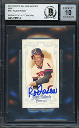 Rod Carew Autographed 2013 Topps Allen & Ginter Mini Card #167 California Angels Auto Grade Gem Mint 10 Beckett BAS #12751913