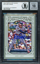 Rod Carew Autographed 2013 Topps Gypsy Queen Card #127 California Angels Auto Grade Gem Mint 10 Beckett BAS Stock #192787