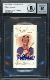 Rod Carew Autographed 2014 Topps Allen & Ginter Mini Card #75 California Angels Auto Grade Gem Mint 10 Beckett BAS #12751957