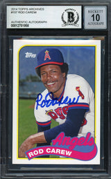 Rod Carew Autographed 2014 Topps Archives Card #157 California Angels Auto Grade Gem Mint 10 Beckett BAS #12751958