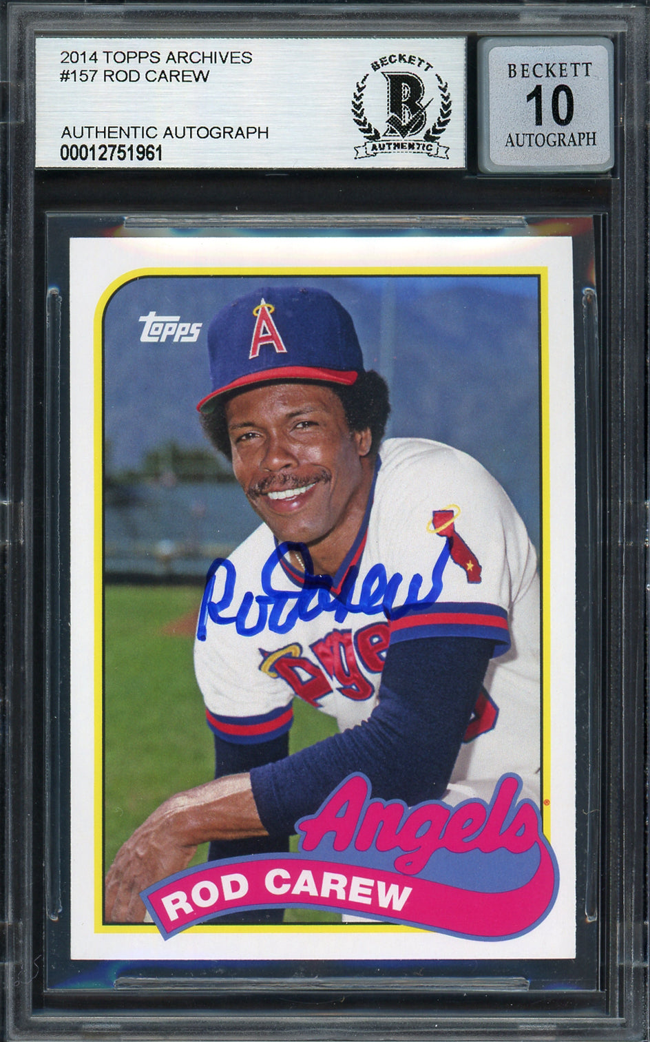 Rod Carew Autographed 2014 Topps Archives Card #157 California Angels Auto Grade Gem Mint 10 Beckett BAS #12751961
