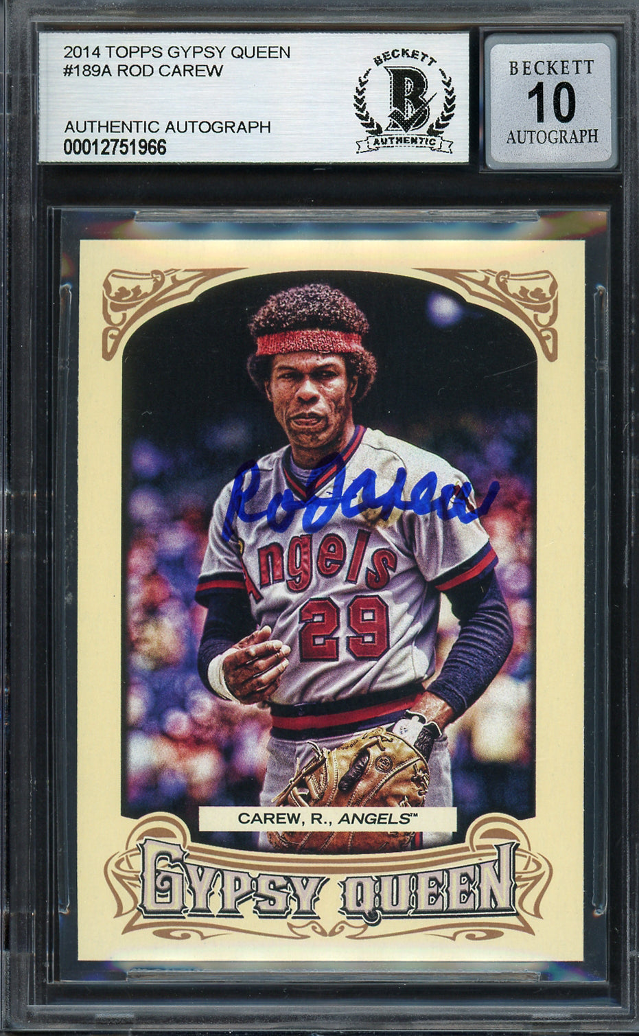 Rod Carew Autographed 2014 Topps Gypsy Queen Card #189 California Angels Auto Grade Gem Mint 10 Beckett BAS #12751966