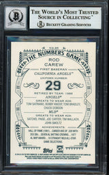 Rod Carew Autographed 2016 Topps Allen & Ginter Number's Game Card #NG-85 California Angels Auto Grade Gem Mint 10 Beckett BAS Stock #192805
