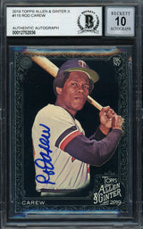 Rod Carew Autographed 2019 Topps Allen & Ginter Black Card #115 Minnesota Twins Auto Grade Gem Mint 10 Beckett BAS #12752036