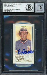 Rod Carew Autographed 2020 Topps Allen & Ginter Mini Card #10 California Angels Auto Grade Gem Mint 10 Beckett BAS #12752111