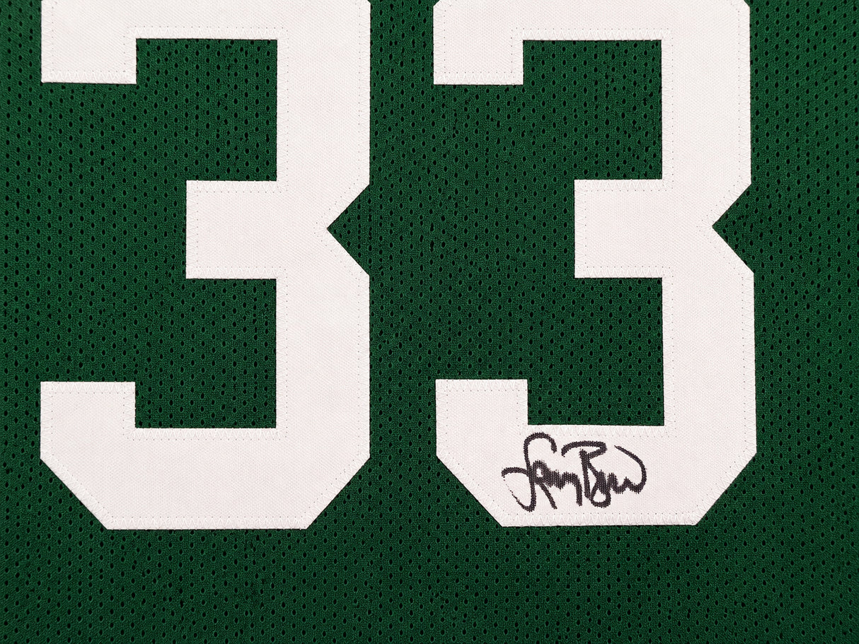 Boston Celtics Larry Bird Autographed Framed Green Jersey PSA/DNA Stock #265810