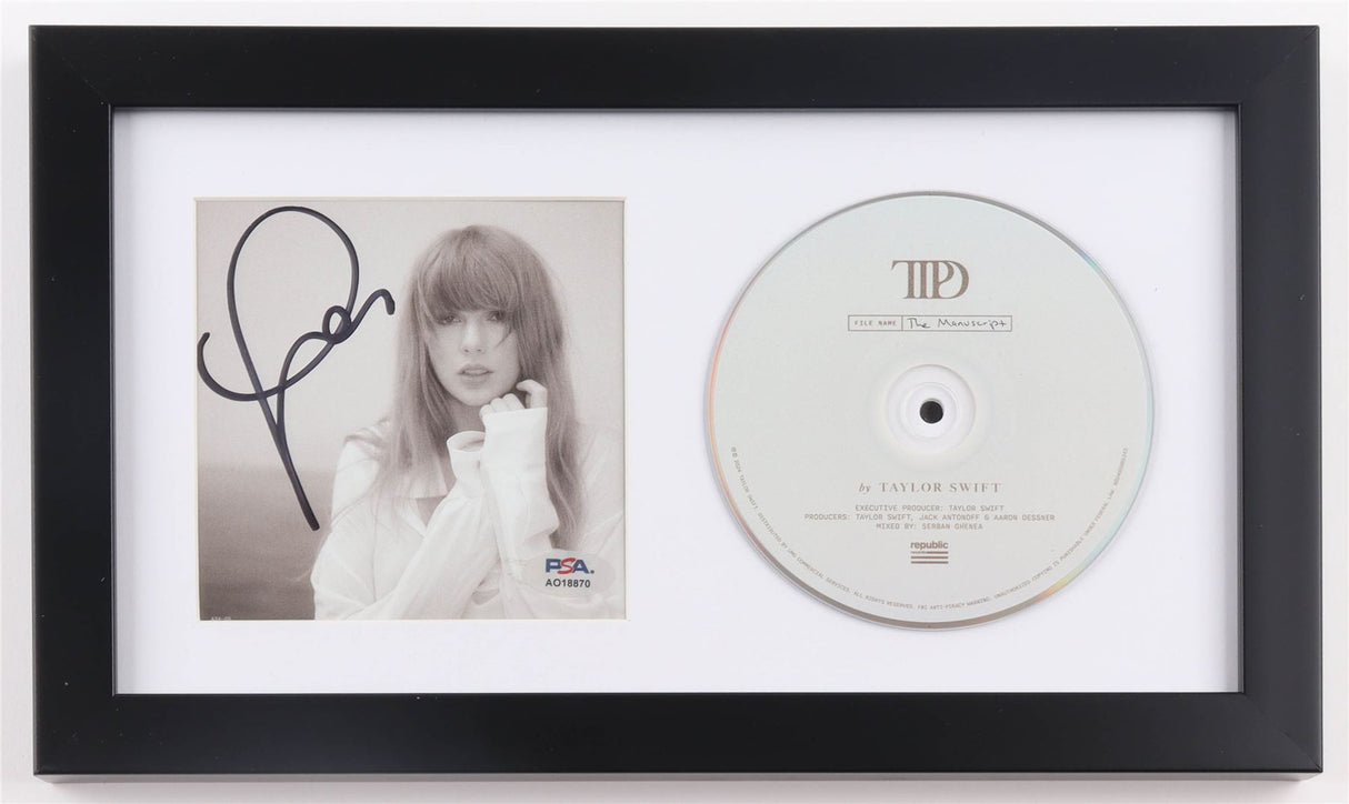 Taylor Swift Autographed Custom Framed The Tortured Poets Society CD w/ Inserts