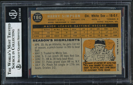 Harry Simpson Autographed 1960 Topps Card #180 Chicago White Sox Beckett BAS #12351492