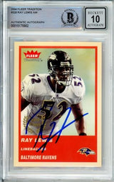 2004 Fleer Tradition #328 Ray Lewis AW Baltimore Ravens BGS Autograph 10