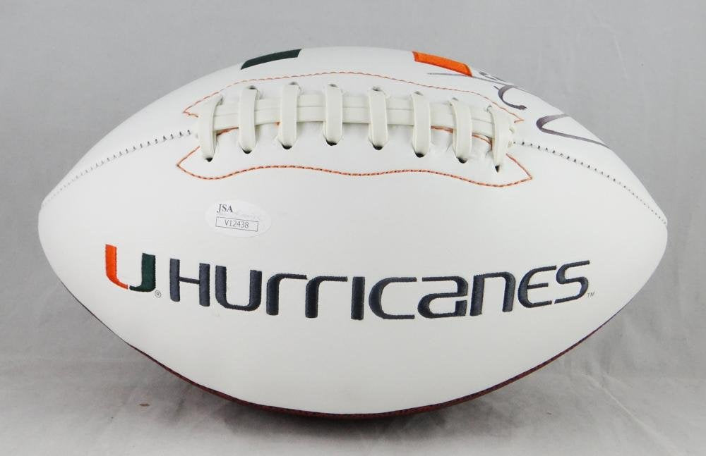 Ray Lewis Autographed Miami Hurricanes Logo Football- JSA Authenticated