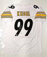 Brett Keisel Autographed White Pro Style Jersey- JSA Witnessed Auth *L9