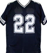 Emmitt Smith Autographed Blue Pro Style Jersey w/White # *R2-Beckett W Hologram