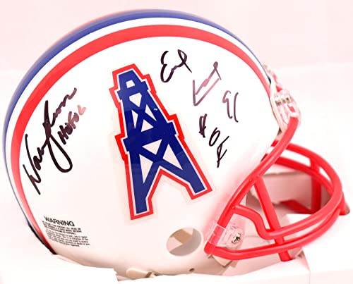 Earl Campbell Warren Moon Signed Oilers 81-96 Mini Helmet w/HOF -Beckett W Holo