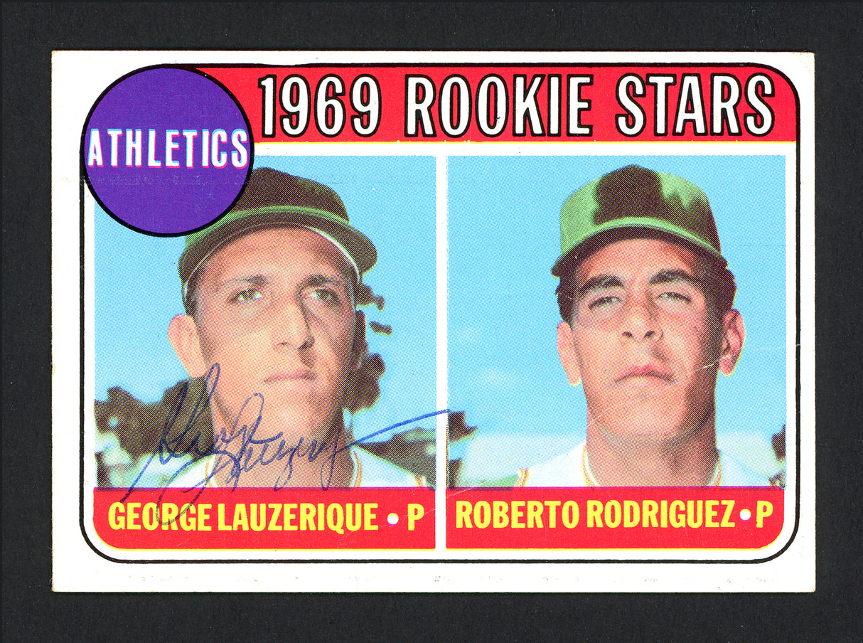 George Lauzerique Autographed 1969 Topps Rookie Card #358 Oakland A's SKU #162100