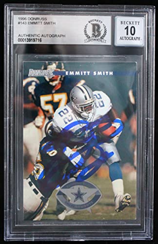 1996 Donruss #143 Emmitt Smith Dallas Cowboys BGS Autograph 10