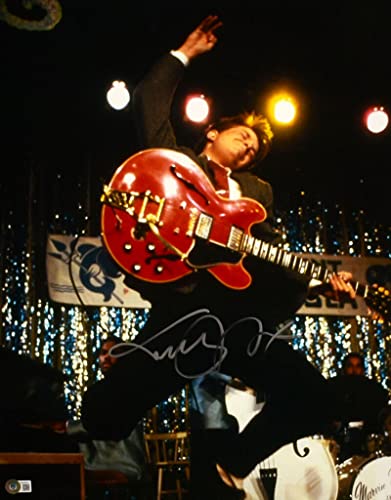 Michael J. Fox Autographed Back to the Future 16x20 Guitar Photo- Beckett W Holo