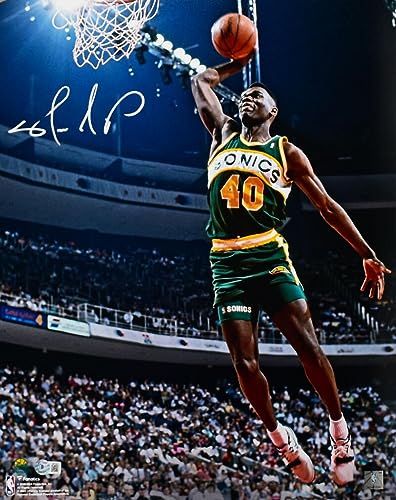 Shawn Kemp Autographed Seattle Supersonics 16x20 Dunking Photo- Beckett W Holo