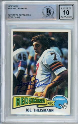 1975 Topps #416 Joe Theismann RC Washington BGS Autograph 10