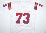 John Hannah Autographed White Pro Style Jersey w/HOF - Prova *Black