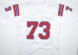 John Hannah Autographed White Pro Style Jersey w/HOF - Prova *Black