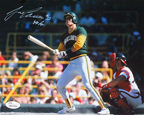 Jose Canseco Autographed Oakland 8x10 Batting Photo w/ 40/40- JSA W *White TL
