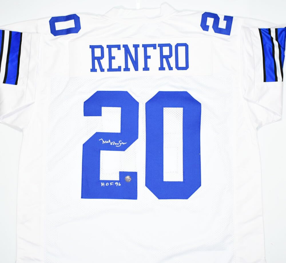 Mel Renfro Autographed White Pro Style Jersey w/HOF - Prova *Silver *2