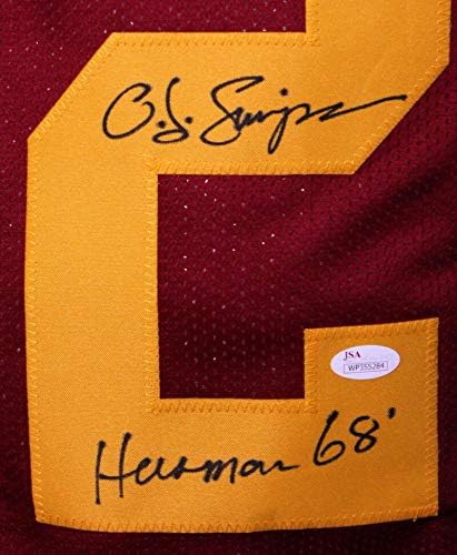 O.J. Simpson Signed Maroon College Style Jersey w/ Heisman - JSA W Auth *TM2
