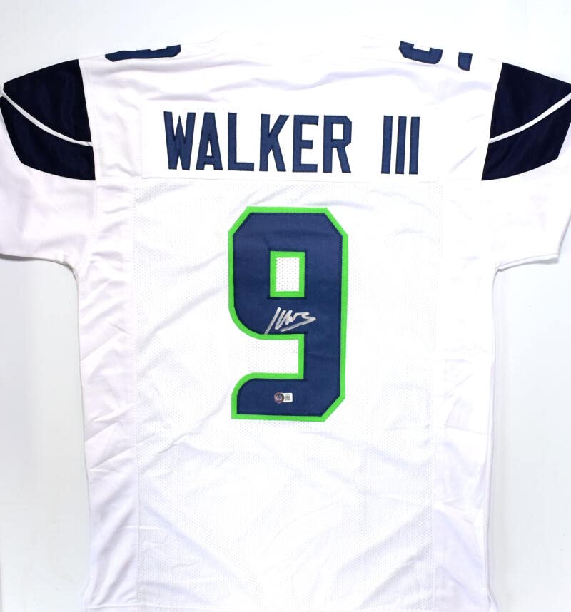 Kenneth Walker III Autographed White Pro Style Jersey-Beckett W Hologram *Silver